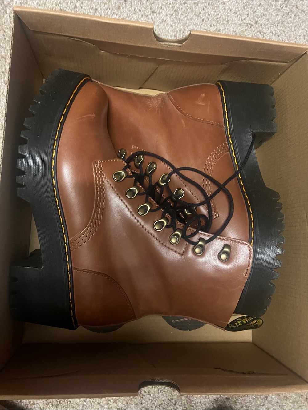 Dr. Martens Tan Leather Lug Sole Combat Boots